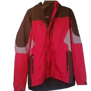 Mens Outdoor Life Insulated Hooded Jacket Red/Black, Size L, Winter Essential